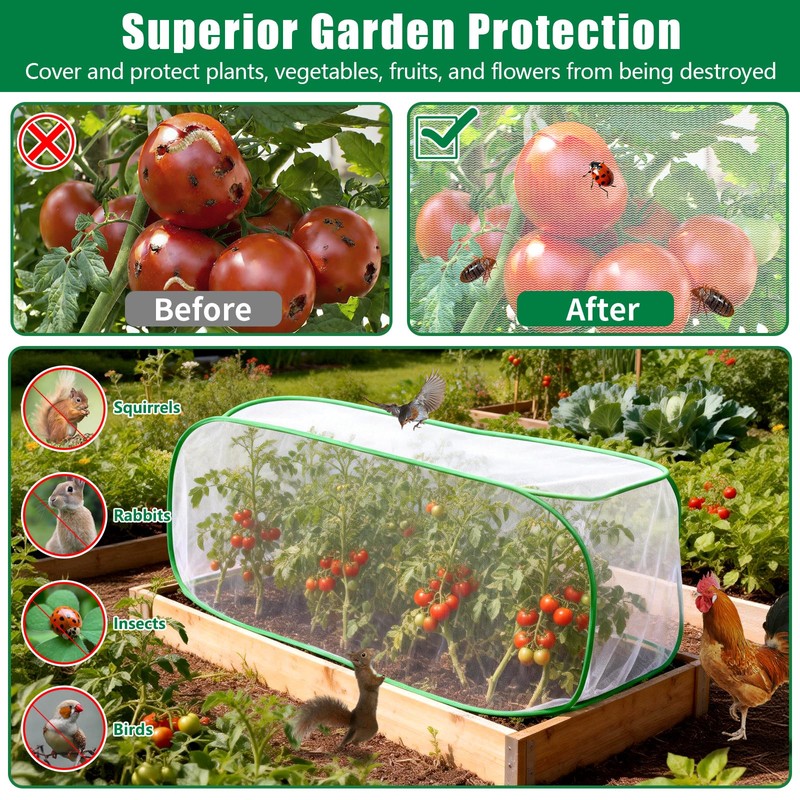 2 Pack Garden Netting Covers, 3.9X2FT Raised Bed Plant Netting,