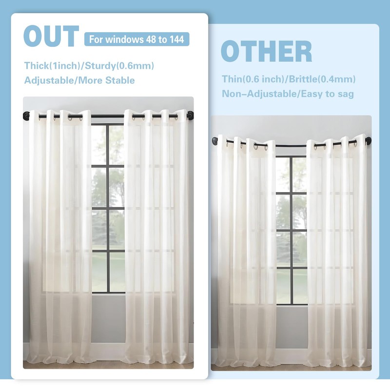 Byondeth Curtain Rods for Windows 16 to 45 Inches Adjustable