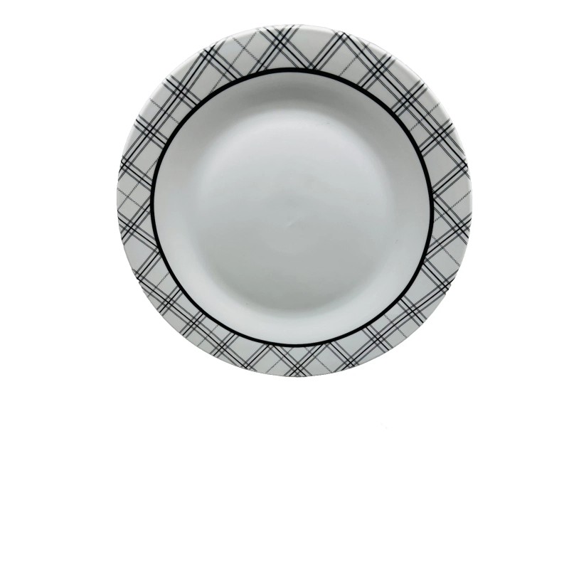White Royal Norfolk Black/White Plaid Dinner/Serving Plate 10.5”.
