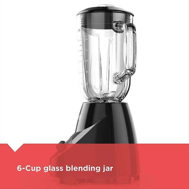 BLACK+DECKER 10-Speed Countertop Blender, Pulse Button, 6-Cup Glass Jar, Dishwasher-Safe,