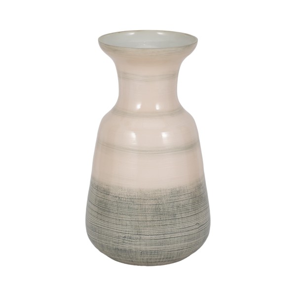 Sagebrook Home Glass White Two Tone Cylinder Enamel Vase