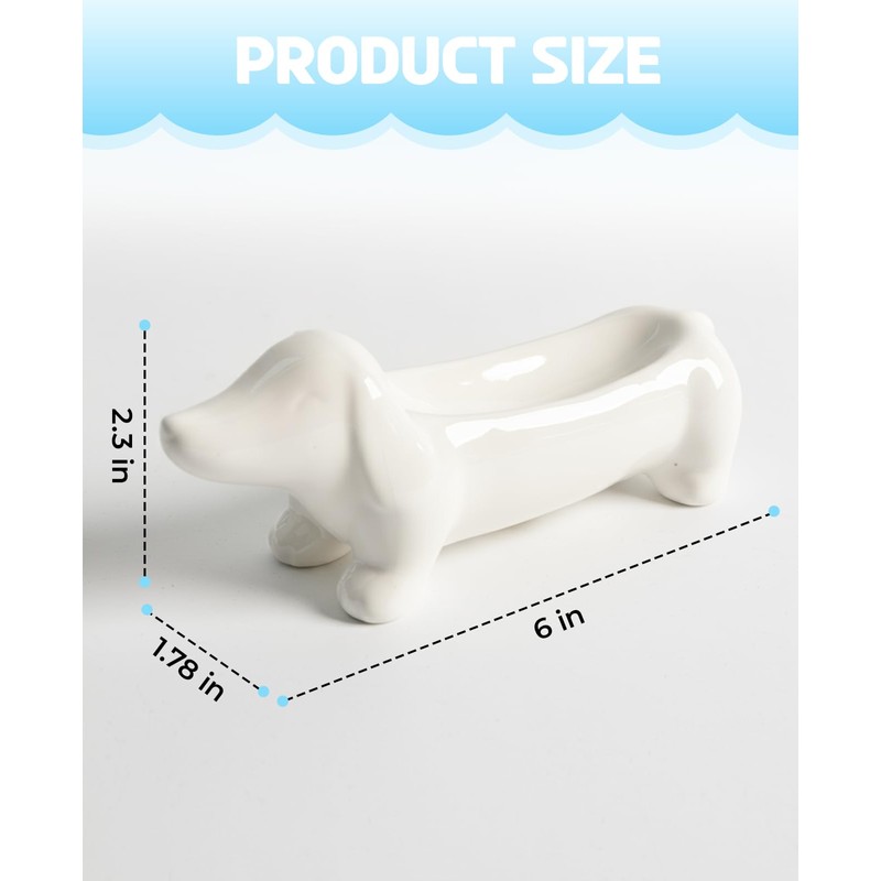 PASDUCHAS Dachshund Ring Holder, Weiner Dog Ceramic Trinket Tray for