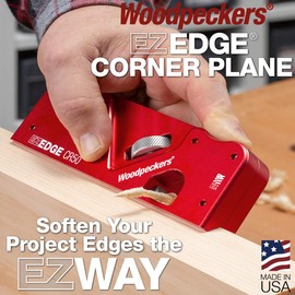Woodpeckers EZ Edge Corner Plane, 1/4" Radius, V Shaped Sole, Depth Control, USA Made Hand Chamfer Plane, Perfect Chamfers & Radiuses - EZE250-21