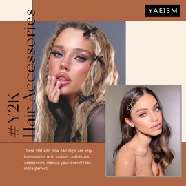 YAEISM 24PCS Mini Bow Hair Clips Brown Star Hair Clips Non-Slip Small Hair Bows Elegant Y2K Star Hair Accessories for Women Girls