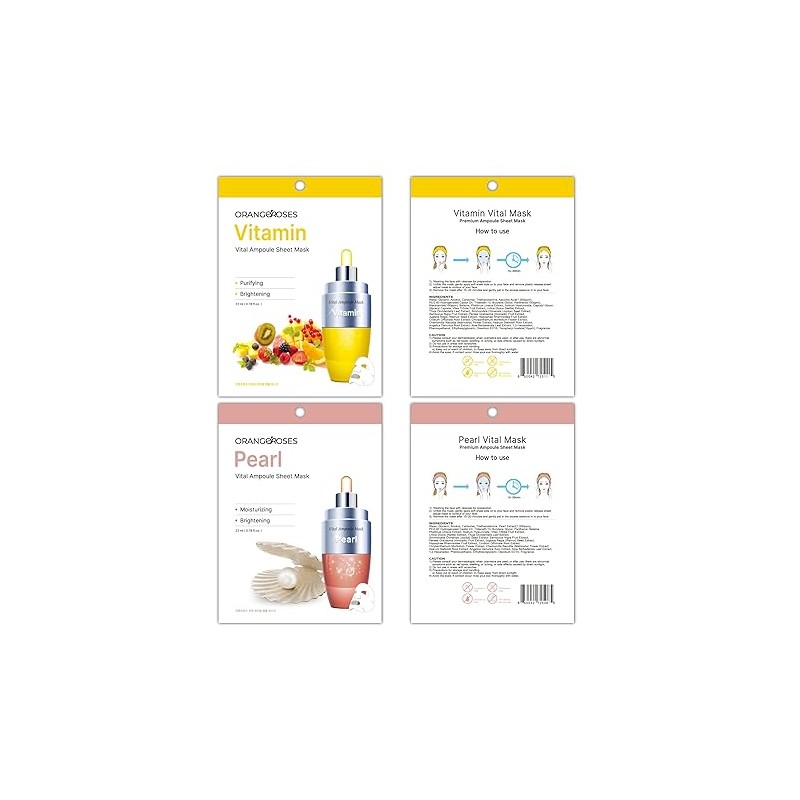 【Orangeroses】 100 Pcs Combo Pack, Premium Korean Essence Facial Mask