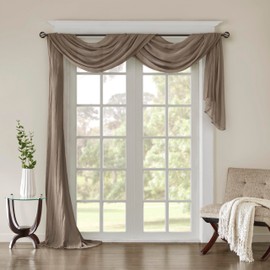 Madison Park Harper Sheer Curtain For Living Room - Lightweight Bedroom Window Treatment, Decoration Draping, Privacy and Light Filtering Room Décor , 42" x 216", Taupe