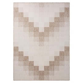 Nicole Miller New York Patio Country Ombre Chevron Indoor Outdoor Area Rug, UV Fade Resistant, Low Pile, Beige/Cream, 6'6"x9'2"
