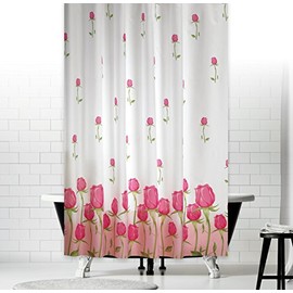 beytug Fabric Bathroom Shower Curtain Extra Long with Roses wide 180 Long 200cm (Rose)