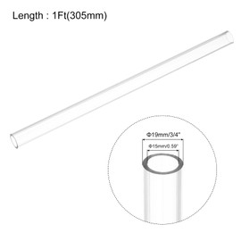 sourcing map 2pcs Clear Rigid Tubing Pipe 15mm ID x 19mm(3/4") OD 1Ft(305mm) Round Plastic Polycarbonate Tube