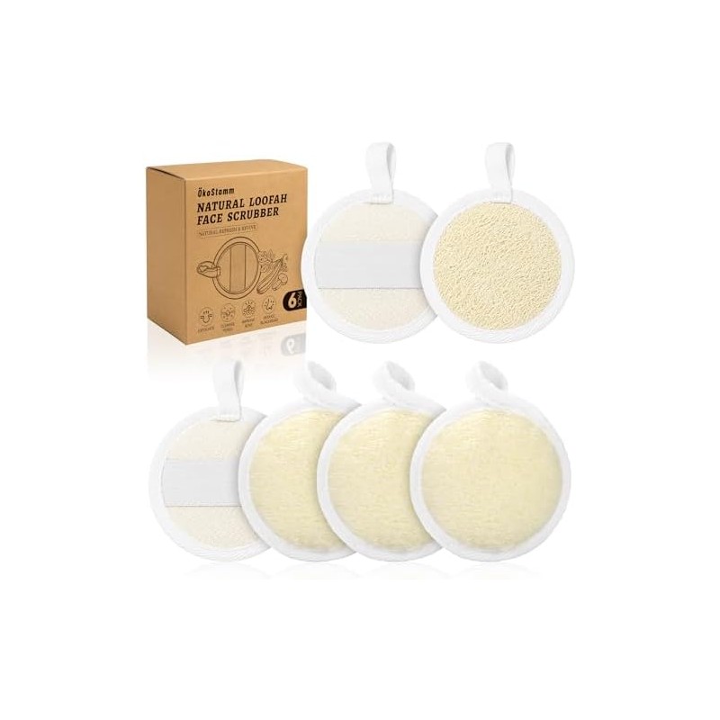 Exfoliante facial de lufa natural – Pack de 6 almohadillas