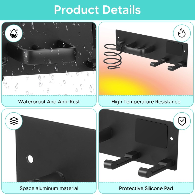 Bensbl Hair Tool Organizer Wall Mount – Aluminum Hair Dryer