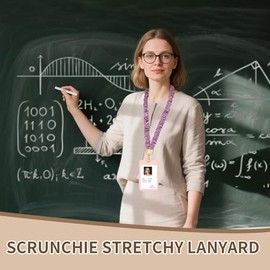 Scrunchie Teacher Lanyards for ID Badges Keys, Long Neck Key Lanyard Straps for Women Card Holder Keychain Wallet