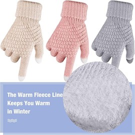BSLVWG Women's Winter Touchscreen Gloves Warm Knit Gloves Thermal Gloves Suit for Running Driving Cycling Working Hiking Skiing (beige)