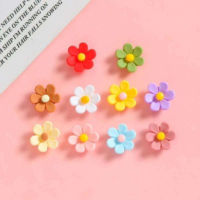 DWUENT 10pcs Flower Fridge Magnets, 2.7cm Single Diameter Cute 3D