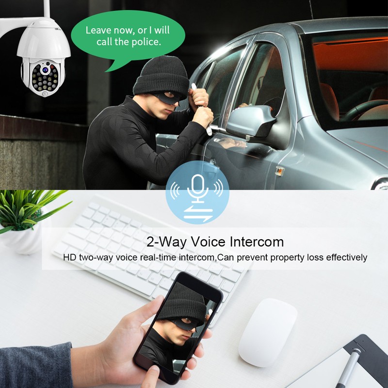 1080P Wireless Wifi PTZ Camera 21LED Smart Alarm Waterproof CCTV