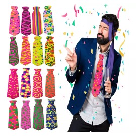 Lecute 10 Corbatas Neon Fiesta Fluorescente Luz Negra Black Party