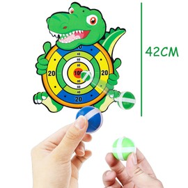 38cm Kids Dart Board Set, Velcro Dart Board for Kids, Dinosaur Kids Dart Board, Childrens Dart Board Set, Velcro Dart Board, Safety Dart Board with 15Pcs Sticky Balls, Dartboard Gmaes for Party Gifts
