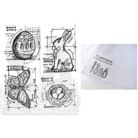 Tim Holtz Stampers Anonymous Easter Blueprint Cling Stamp (CS144), Part of Curations March 2025 Release + Carnora Mesh Storage Bag