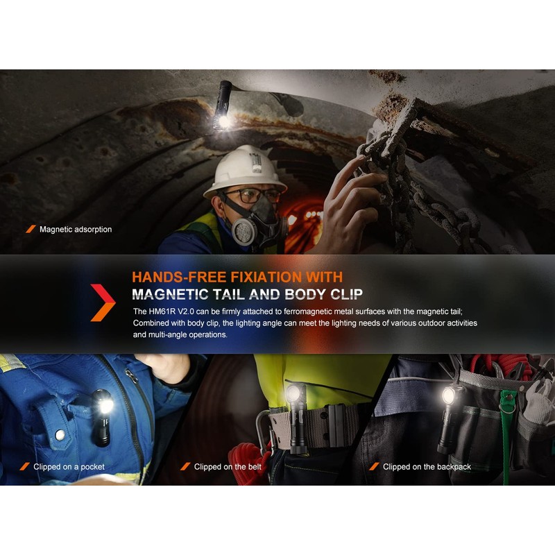 EdisonBright Fenix HM61R V2 1600 Lumen magnetically Rechargeable LED Headlamp,