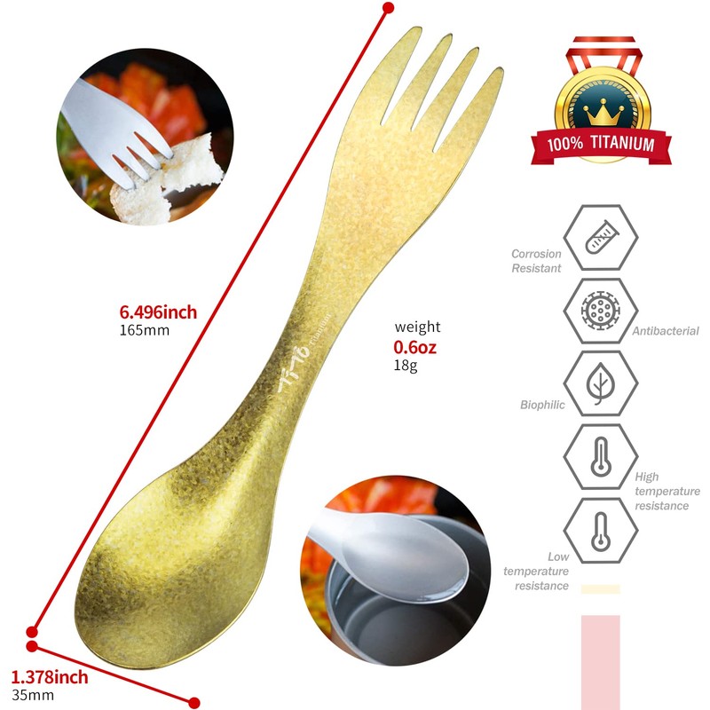 TiTo Titanium Spork 2-in-1 Ultralight Spoon Fork Harness for Outdoor