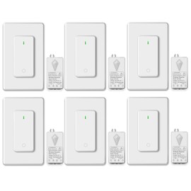 Nineleaf 6PK Wireless Light Switch and Receiver Kit, Wireless Remote Light Switch, Wireless Wall Switch for Lights, Fans, Battery Included No Wiring Needed Buckle Design Removable Programmeable