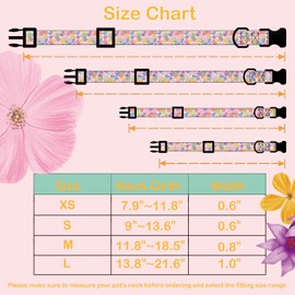 Faygarsle Dog Collar for Small Medium Large Dogs Cute Puppy Collars for Female Dogs Floral Patterned Pet Collars for Summer Spring Wedding Puppy Necklace Girl Dog Collar XS