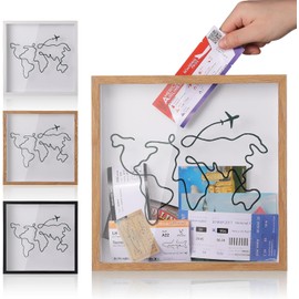 Travel Adventure Archive - Caja de sombra para recuerdos, 8 x 8 pulgadas, caja de recuerdos de sombra con ranura en la parte superior, marco de viaje de vida en una sombra (madera)