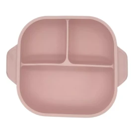 Papu Baby Plato Con Divisiones Cuadrado Papu Baby De Silicón Para Bebé Color Rosa pastel
