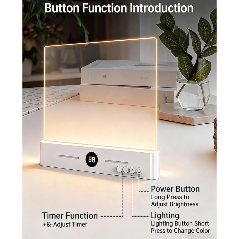 Lámpara de Lectura LED Plana y Transparente Recargable White