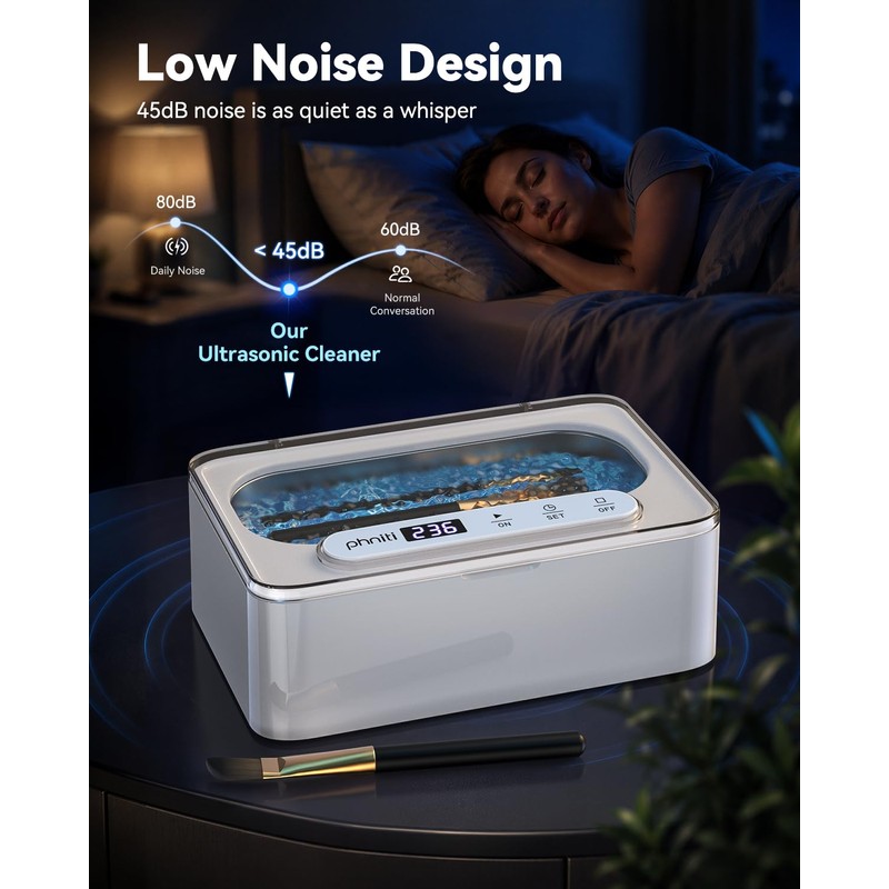Ultrasonic Jewelry Cleaner for Glasses Watches Rings Dentures,12OZ White