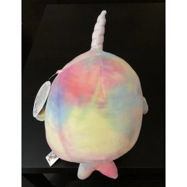 Squishmallow 2021 KellyToy Squishmallow Navina The Tye Dye Rainbow Narwhal 8" SeaLife NWT