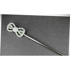 Perfect Hairstyle with Our Hair Accessories - White Hair Stick Crystal Faux Pearl Chop Stick Accessory Pick Pin 7 1/8" Long Fashionable Hair Accessory Hair Jewelry Accessories for Lady Women