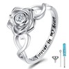 Rose Cremation Urn Ring: 925 Sterling Silver Cremation Keepsake Ring