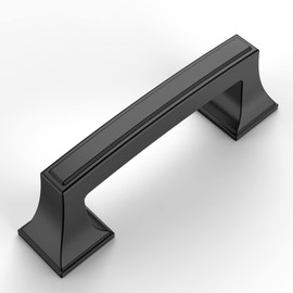 Amerdeco 10 Pack Matte Black Cabinet Hardware 3Inch(76mm) Hole Center Kitchen Handles for Bathroom Drawer Dresser Pulls ZH0010