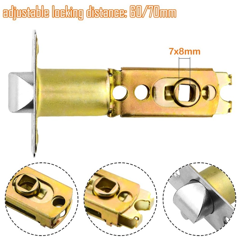 TOVOT 2PCS Tubular Latch 60/70MM Door-Locks Latch Mortice Latch for