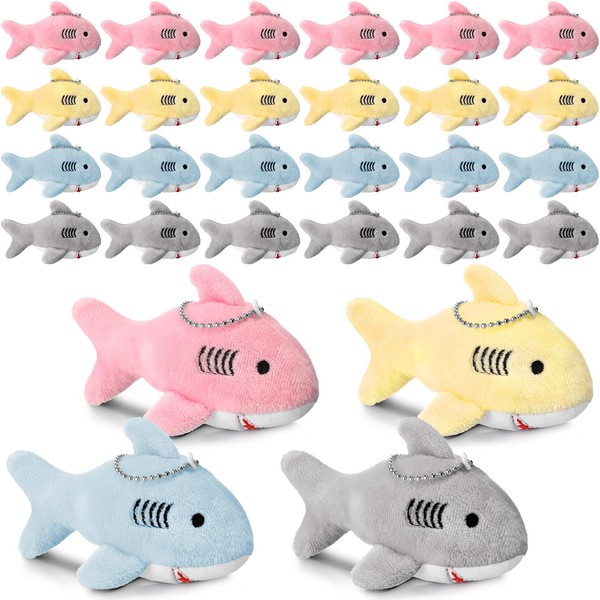 Leyndo 32 Pcs Soft Shark Plush Toys with Keychain 4.33