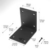 QWORK Heavy Duty Steel Shelf Bracket Set, 2 Pcs, Black