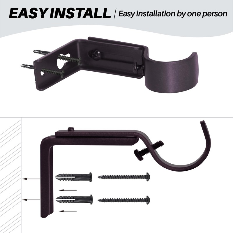 eletriace Curtain Rod Bracket Heavy Duty Adjustable Window Hardware Rod