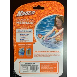 BANZAI SPLASH 'N GO MERMAID POOL TOY NIP SWIM WITH MERMAIDS! WIND UP & GO! 7.5" - PINK