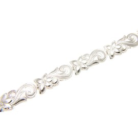 Arthur's Jewelry 925 sterling silver Hawaiian plumeria flower scroll cut out bracelet 7.75"