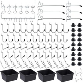 FRIMOONY Pegboard Hooks Assortment, Peg Board Accesories, for Organizing Various Tools, 146 PCS, 60 of Which are Peg Locks