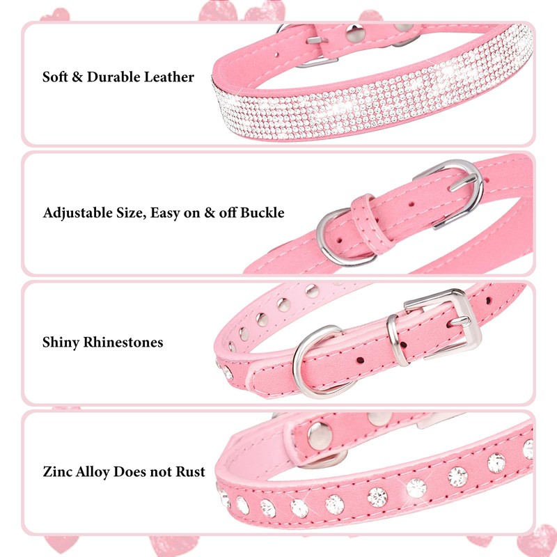 Bling Dog Collars for Small Dogs (2 Pack) with Rhinestone