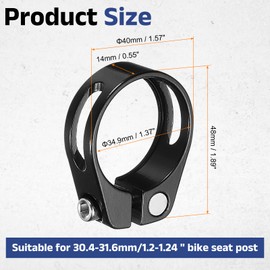 sourcing map Bike Seat Post Clamp, 34.9mm Aluminum Alloy Bicycle Seat Post Clamp Quick Release Tube Clip for 30.4-31.6mm Mountain Road Bike Tube, Black