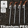 Titanium Pegs 7.9 inches (20 cm), Set of 6, Lightweight,