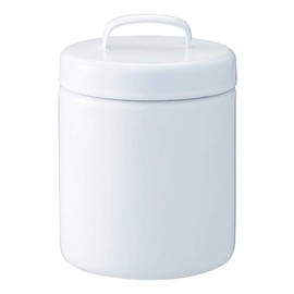 Nichinichi Tools Noda Enamel Storage Container, Round Canister, with Inner Lid, Made in Japan, White, L