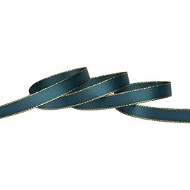 Ribbonitlux 3/8" Double Face Satin Ribbon with Gold Edge 25 Yards (347-Teal), Set for Gift Wrapping, Party Decor, Wedding and Craft