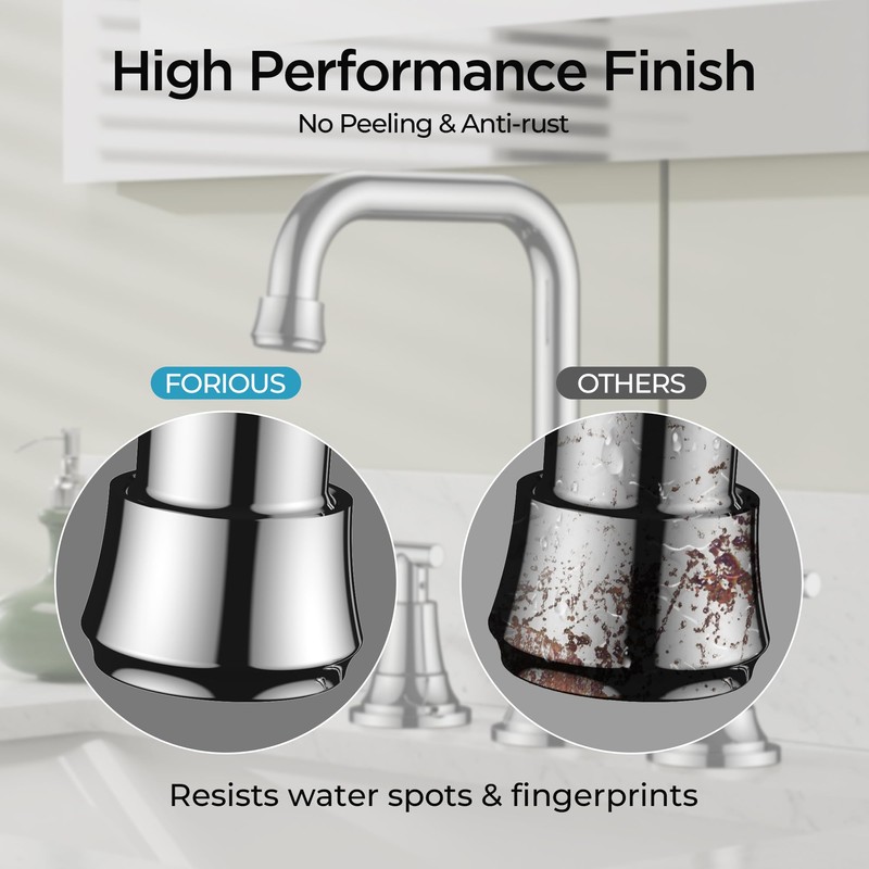 FORIOUS Widespread Bathroom Faucets Polished Chrome, 3 Hole Faucet for