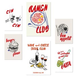 Nacnic Set of 6 Posters Illustrations of Food and Pop Art Style Ramen and Pasta Design Illustrations to Decorate the Walls of Your Home. Rooms A3 & A4 Frameless
