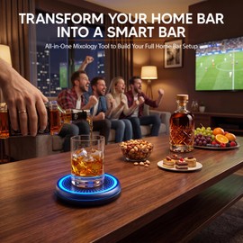 CLIYYD Smart Cocktail Coaster, App-Connected LED Cocktail Maker for Home Bar, 3,000+ Cocktail Recipes, Rechargeable Cordless Bar Accessory, Gift for Men and Dad &Cocktail Lovers