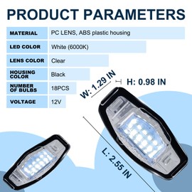 Nrgedzam 2PCS Led License Plate Light Tag Lamp Assembly Rear License Plate Lights Compatible with Honda Accord Civic Acura Sedan Odyssey TSX TL RDX RL ILX RDX RL, 6000K White